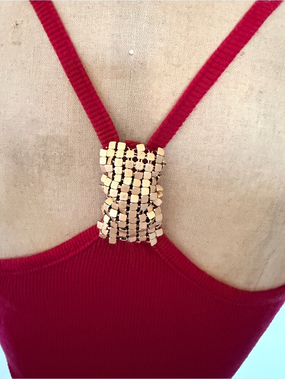bebe Red Ribbed Racerback Tank Top - Picture 5 of 5
